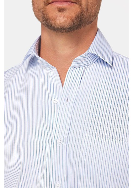 Erkek Regular Fit Klasik Kesim Pamuklu Kolay Ütü Çizgili Gömlek fırsatları