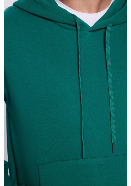 Unisex Oversize Geniş Kesim Pamuklu Yumuşak Dokulu Içi Polarlı Basic Haki Kapüşonlu Swetshirt modelleri