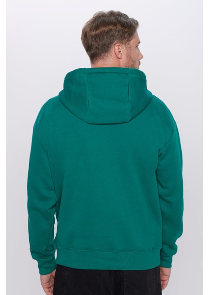 Unisex Oversize Geniş Kesim Pamuklu Yumuşak Dokulu Içi Polarlı Basic Haki Kapüşonlu Swetshirt indirimleri