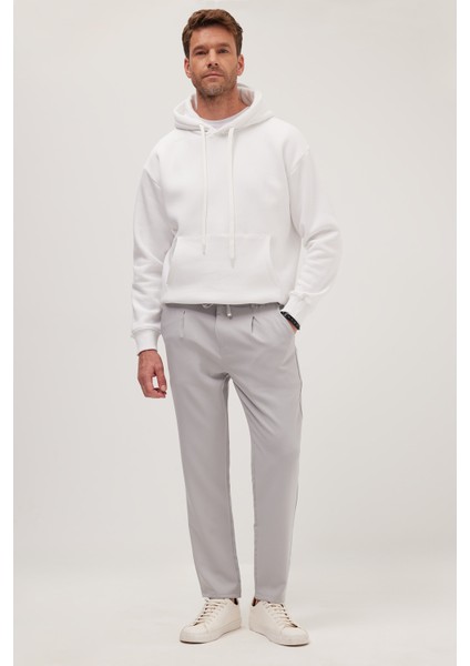 Erkek Slim Fit Dar Kesim Lastikli Bağcık Detaylı Gri Pantolon fırsatları