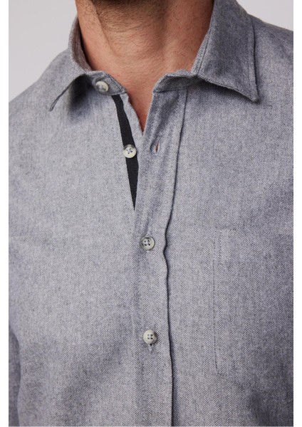 Klasik Fit Uzun Kollu Armürlü Spor Yaka Düz Kışlık Oduncu Erkek Gri Gömlek fırsatları