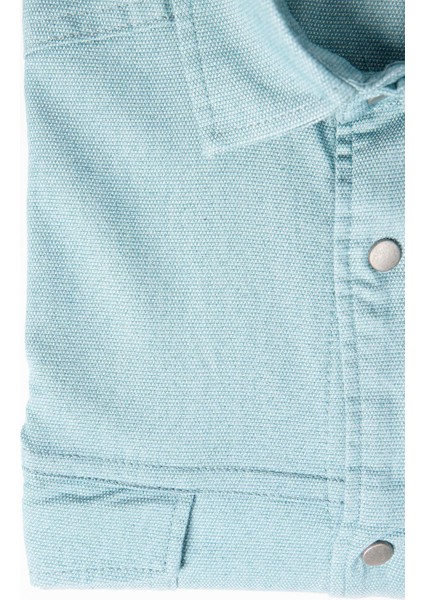 Büyük Beden Uzun Kollu Yıkamalı Çift Cepli Armürlü Denim Kot Mint Erkek Gömlek modelleri