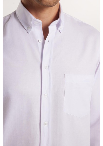 Erkek Regular Fit Klasik Kesim Düz Yaka Düğmeli Cepli Beyaz Gömlek modelleri