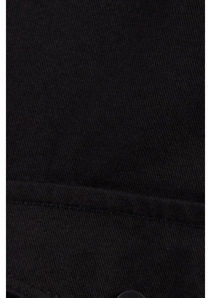 Slim Fit Uzun Kollu Gündelik Denim Kot Erkek Siyah Gömlek