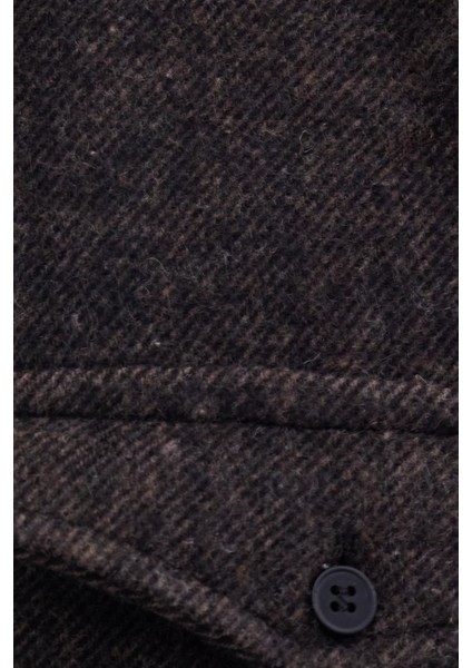 Erkek Slim Fit Tek Cep Kapaklı Düz Oduncu Spor Kahverengi Gömlek