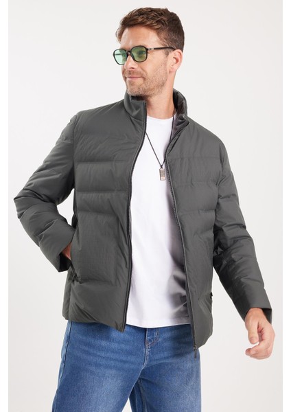 Erkek Regular Fit Normal Kesim Kaz Tüyü Çift Cepli Fermuarlı Haki Mont fiyatları