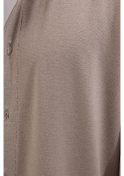 Erkek Relax Fit Rahat Kesim Düğmeli Yandan Cepli Örme Bej Ceket Gömlek modelleri