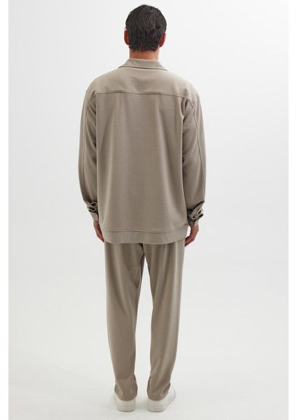 Erkek Relax Fit Rahat Kesim Düğmeli Yandan Cepli Örme Bej Ceket Gömlek indirimleri