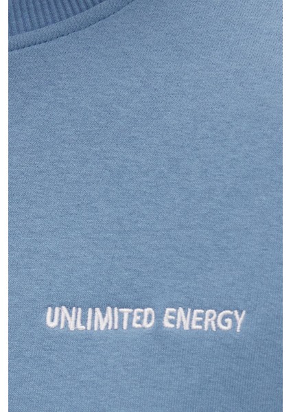 Erkek Relax Fit Pamuklu 3 İplik Yumuşak Dokulu İçi Polarlı Bisiklet Yaka Mavi Eşofman Takımı indirimleri