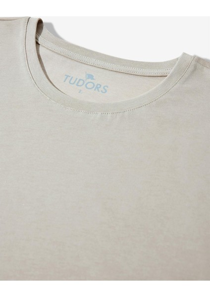 Unisex 3'lü Paket Siyah-Beyaz-Taş Rengi Slim Fit Dar Kesim %100 Pamuk Bisiklet Yaka Tişört