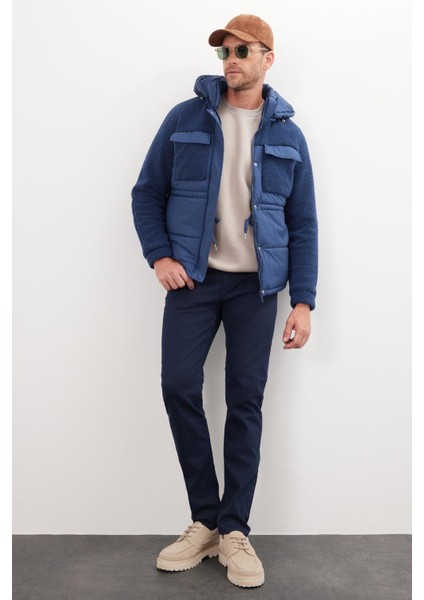 Erkek Regular Fit Klasik Kesim Kapüşonlu Fermuarlı Çıtçıt Kapamalı Lacivert Mont indirimleri