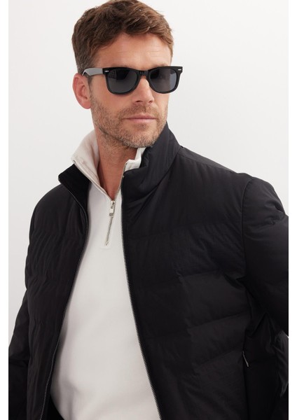 Erkek Regular Fit Normal Kesim Kaz Tüyü Çift Cepli Fermuarlı Siyah Mont fiyatları