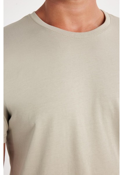 Unisex Slim Fit Dar Kesim %100 Pamuk Yumuşak Dokulu Yeşil Bisiklet Yaka Tişört modelleri