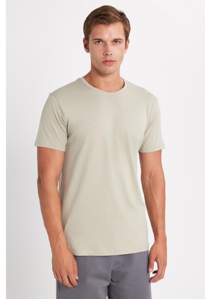 Unisex Slim Fit Dar Kesim %100 Pamuk Yumuşak Dokulu Yeşil Bisiklet Yaka Tişört fırsatları