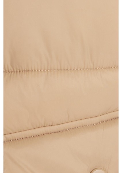 Erkek Regular Fit Klasik Kesim Çift Cepli Lastikli Dik Yaka Kum Rengi Mont