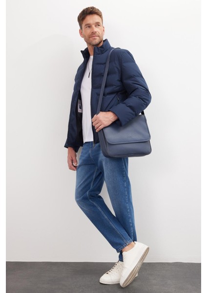 Erkek Regular Fit Normal Kesim Kaz Tüyü Çift Cepli Fermuarlı Lacivert Mont fiyatları