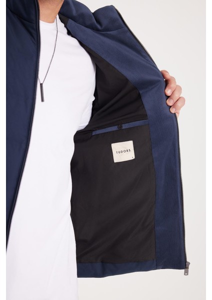 Erkek Regular Fit Normal Kesim Kaz Tüyü Çift Cepli Fermuarlı Lacivert Mont modelleri