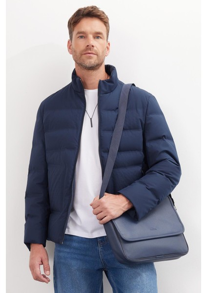 Erkek Regular Fit Normal Kesim Kaz Tüyü Çift Cepli Fermuarlı Lacivert Mont fırsatları