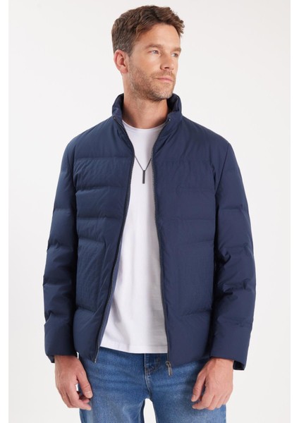 Erkek Regular Fit Normal Kesim Kaz Tüyü Çift Cepli Fermuarlı Lacivert Mont indirimleri