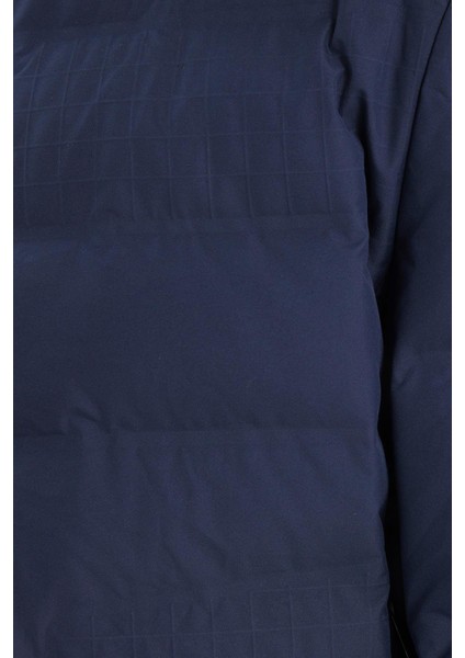 Erkek Regular Fit Normal Kesim Kaz Tüyü Çift Cepli Fermuarlı Lacivert Mont