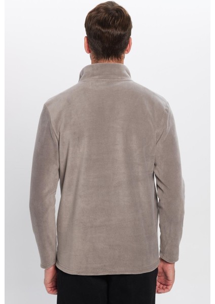 Unisex Standart Fit Anti-pilling Tüylenme Yapmayan Soğuk Geçirmez Gri Bato Yaka Polar Sweatshirt fırsatları