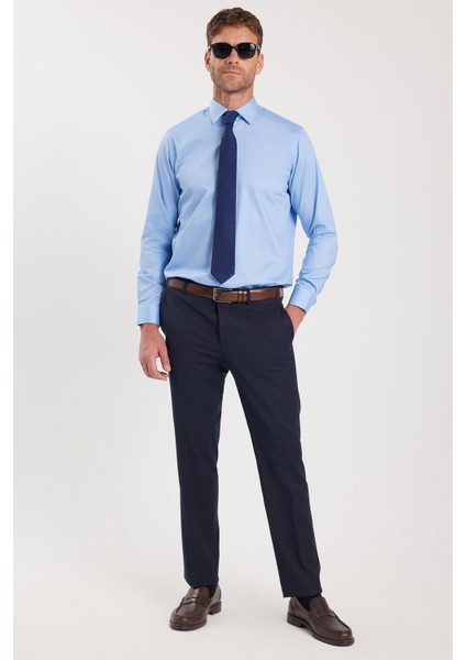 Erkek Regular Fit Açık Mavi Non-Iron Pamuklu Doğa Dostu Ekoteks Belgeli Ütü Gerektirmez Gömlek fiyatları