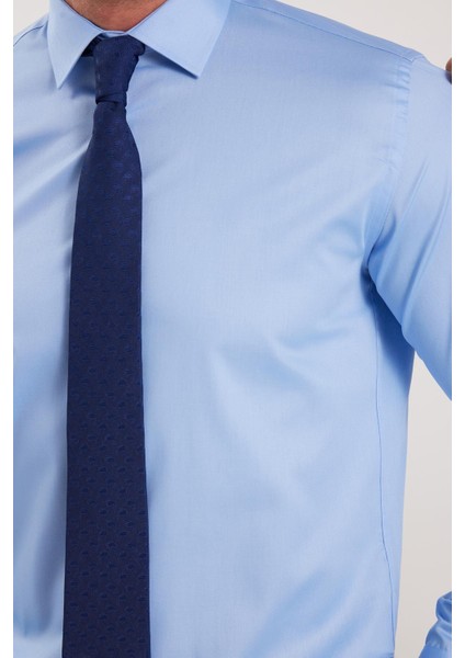 Erkek Regular Fit Açık Mavi Non-Iron Pamuklu Doğa Dostu Ekoteks Belgeli Ütü Gerektirmez Gömlek modelleri