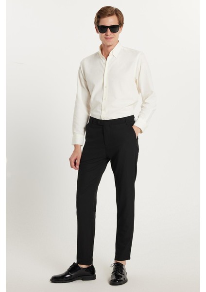 Erkek Slim Fit Dar Kesim Chino Yandan Cepli Pamuklu Siyah Pantolon fiyatları