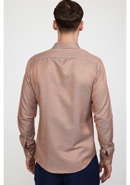 Slim Fit Uzun Kollu Düğmeli Yaka Pamuklu Kolay Ütü Düz Erkek Gömlek modelleri