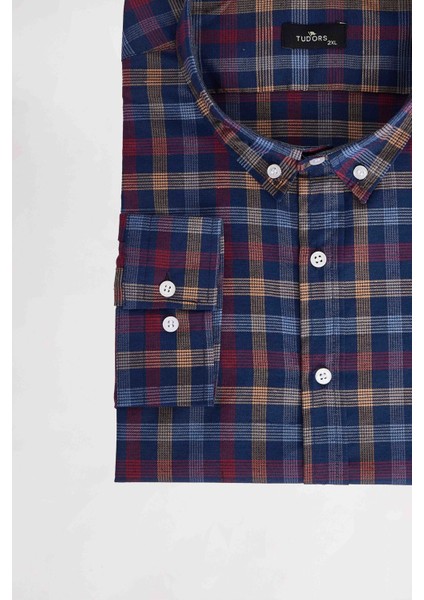 Büyük Beden Ekoseli Biyeli Yaka Düğmeli Erkek Gömlek fırsatları