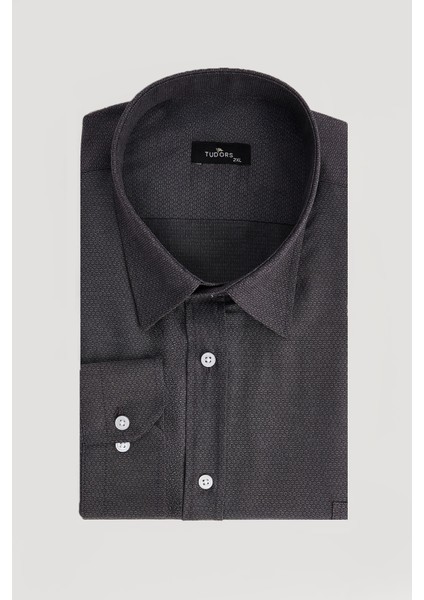 Erkek Big Size Büyük Beden Kolay Ütü Kravatlık Armürlü Pamuklu Gri Gömlek fiyatları