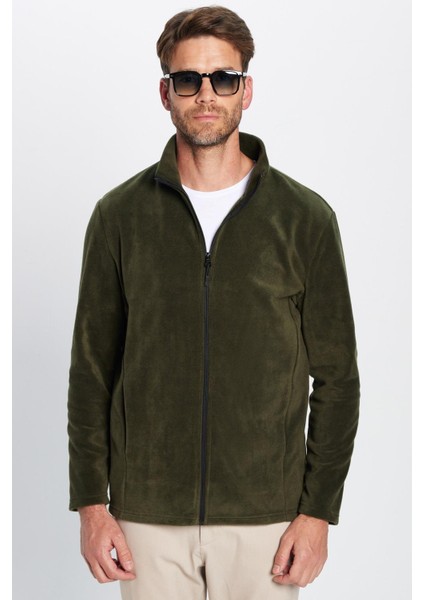 Unisex Haki Anti-pilling Tüylenme Yapmayan Standart Fit Tam Fermuarlı Soğuk Geçirmez Polar Hırka modelleri
