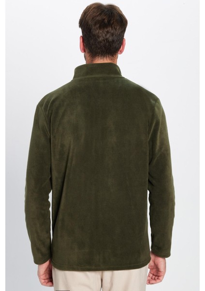 Unisex Haki Anti-pilling Tüylenme Yapmayan Standart Fit Tam Fermuarlı Soğuk Geçirmez Polar Hırka indirimleri