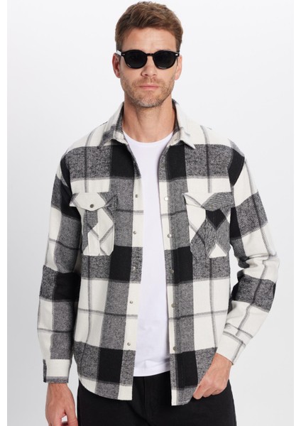 Erkek Relax Fit Rahat Kesim Oduncu Çift Cep Düğmeli Kareli Kışlık Gömlek fırsatları