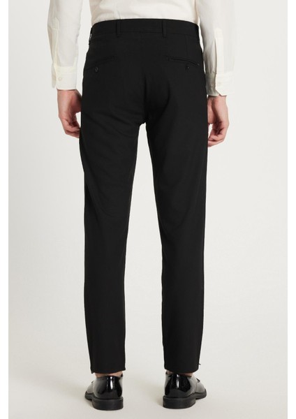 Erkek Slim Fit Dar Kesim Chino Yandan Cepli Pamuklu Siyah Pantolon fırsatları