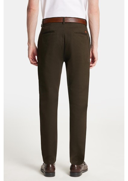 Erkek Slim Fit Chino Esnek Yandan Cepli Önü Fermuarlı Pamuklu Dokulu Haki Pantolon indirimleri