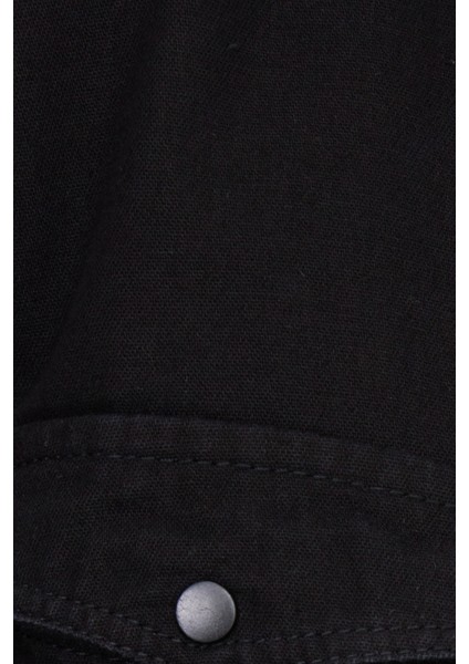 Erkek Slim Fit Dar Kesim Uzun Kollu Denim Kot Çift Cep Çıtçıtlı Siyah Gömlek