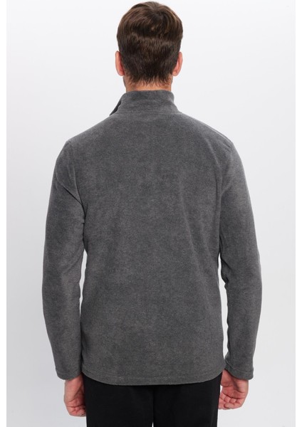 Unisex Standart Fit Anti-pilling Tüylenme Yapmayan Soğuk Geçirmez Antrasit Bato Yaka Polar Sweatshir indirimleri