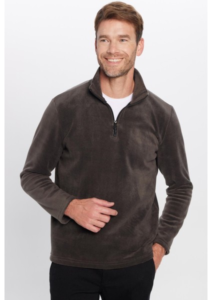 Unisex Standart Fit Anti-pilling Tüylenme Yapmayan Soğuk Geçirmez Füme Dik Bato Yaka Polar Sweatshir fiyatları