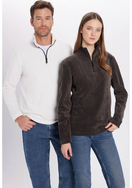 Unisex Standart Fit Anti-pilling Tüylenme Yapmayan Soğuk Geçirmez Füme Dik Bato Yaka Polar Sweatshir modelleri