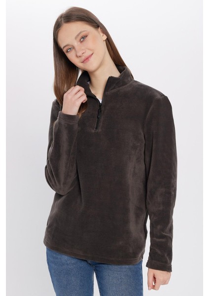 Unisex Standart Fit Anti-pilling Tüylenme Yapmayan Soğuk Geçirmez Füme Dik Bato Yaka Polar Sweatshir fırsatları