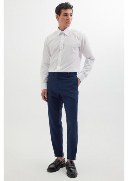 Erkek Slim Fit Dar Kesim Esnek Yan Cepli Bilek Boy Canvas Kesim Lacivert Pantolon indirimleri