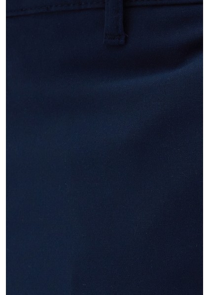 Erkek Slim Fit Dar Kesim Esnek Yan Cepli Bilek Boy Canvas Kesim Lacivert Pantolon