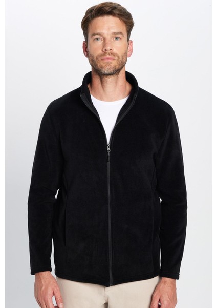 Unisex Siyah Anti-pilling Tüylenme Yapmayan Standart Fit Tam Fermuarlı Soğuk Geçirmez Polar Hırka indirimleri
