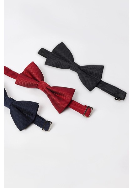 3'lü Paket Armürlü Siyah-Kırmızı-Lacivert Erkek Papyon fiyatları