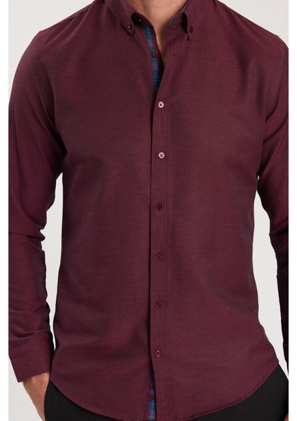 Slim Fit Dar Kesim Uzun Kol Poplin Gömlek Yaka Oxford Spor Erkek Gömlek modelleri