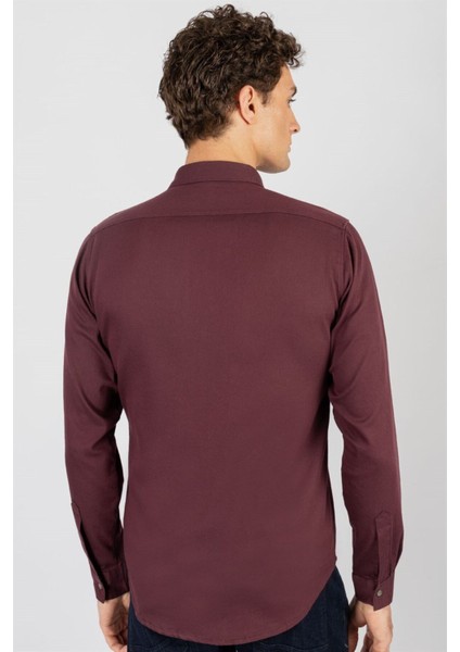 Slim Fit Uzun Kollu Dar Kesim Metal Düğme Denim Kot Erkek Mürdüm Gömlek fırsatları