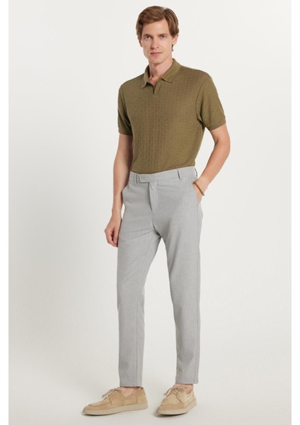 Erkek Slim Fit Dar Kesim Chino Yandan Cepli Pamuklu Gri Pantolon fiyatları