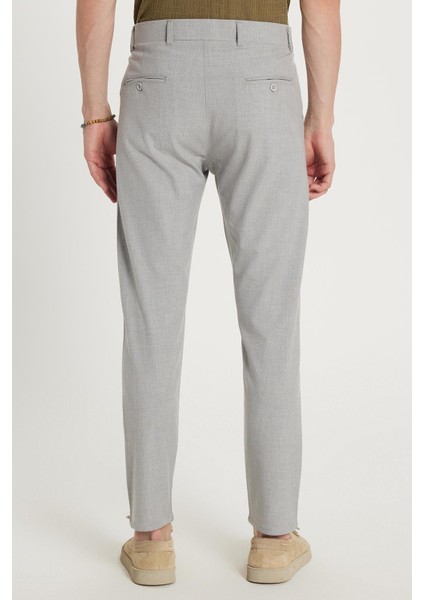 Erkek Slim Fit Dar Kesim Chino Yandan Cepli Pamuklu Gri Pantolon fırsatları