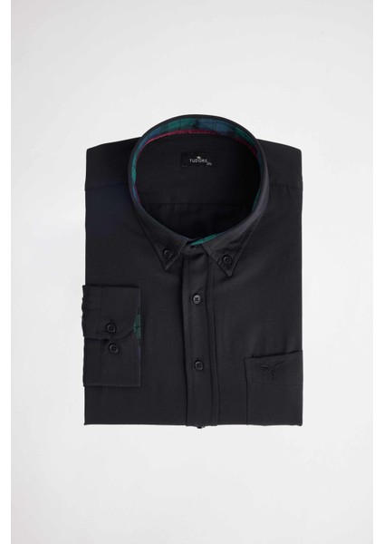 Büyük Beden Düğmeli Yaka Poplin Pamuklu Kolay Ütü Oxford Erkek Gömlek